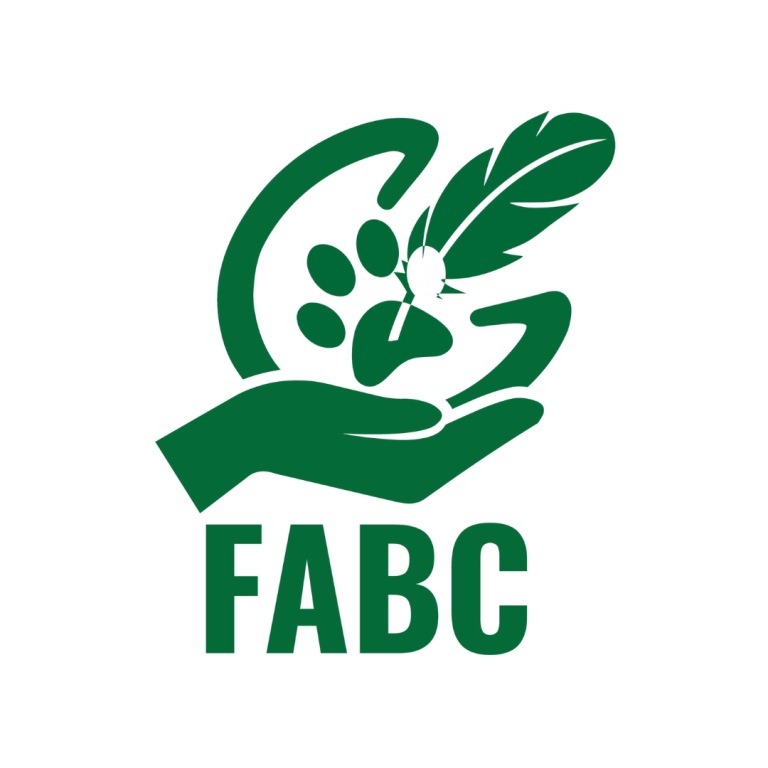 Green logo of an upturned palm holding a dog paw and a quill with FABC underneath.